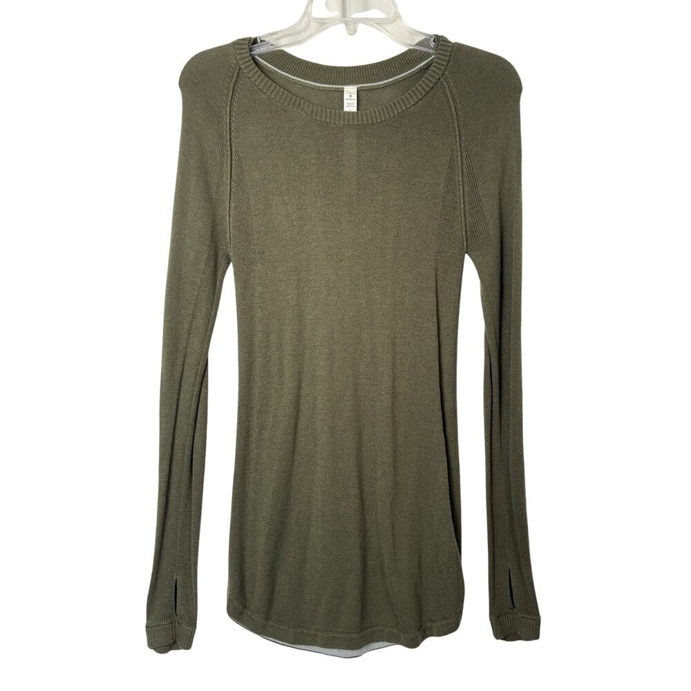 Lululemon Sunshine Coast Be Bold Cashmere Blend Sweater Womens 4 Olive Green